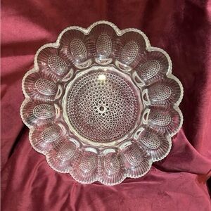 Vintage Indiana Glass Hobnail Clear Glass 15 Ct Deviled Egg Tray Serving Plate